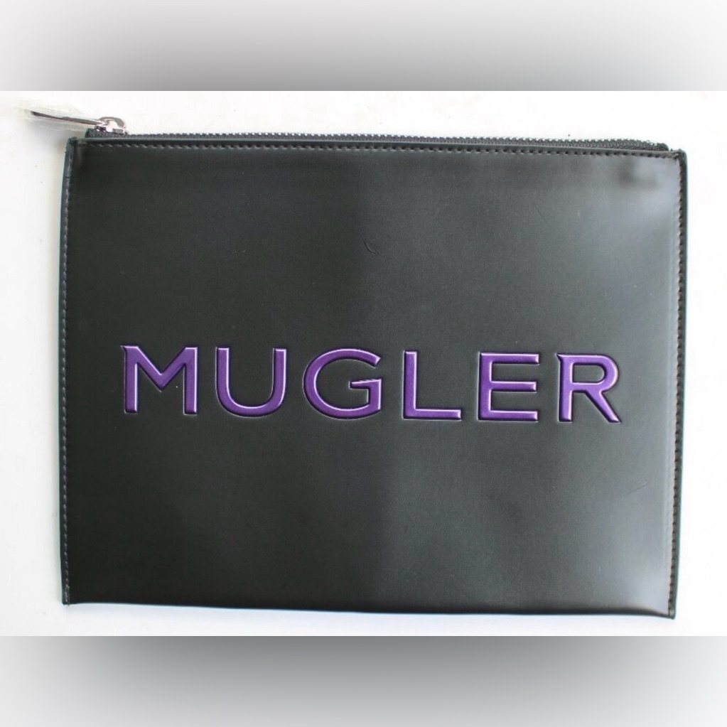 Mugler Black & Purple Spell Out Small Cosmetic Pouch